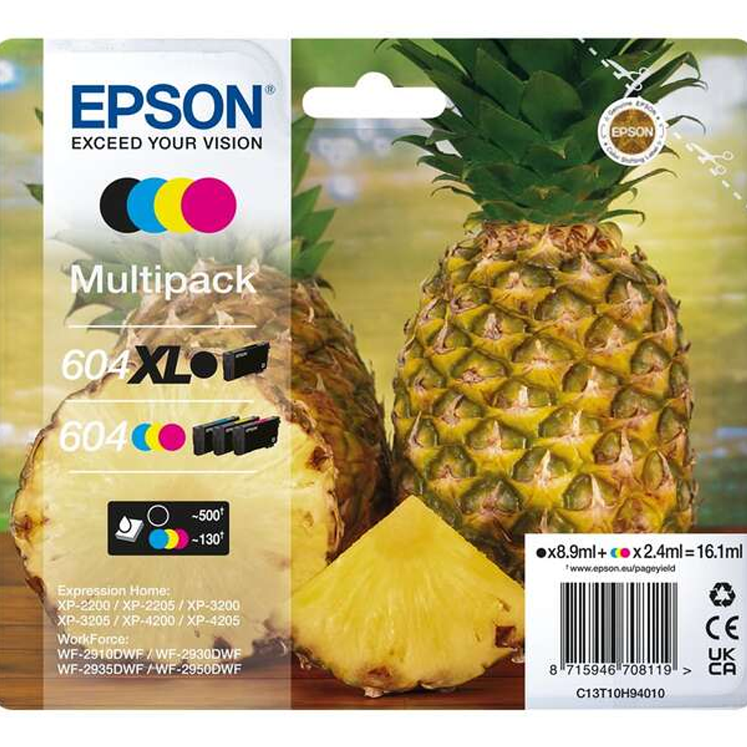 Epson 604XL/604 Pack de 4 Cartuchos de Tinta Originales - C13T10H94010 1