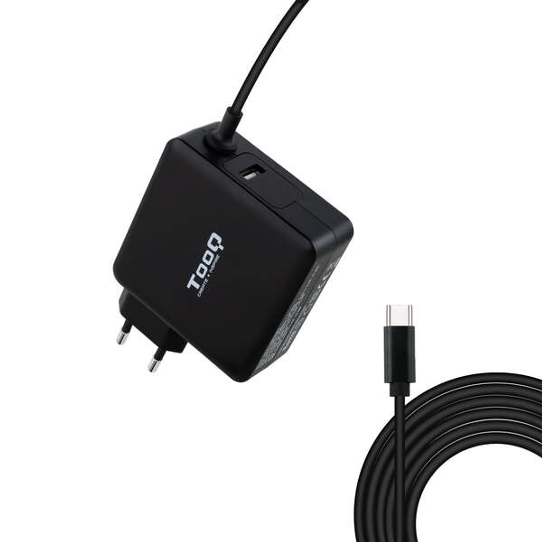 Tooq Cargador Universal para Portatil 65W USB-C - Compatible con PD - Cable de 1.80m 1