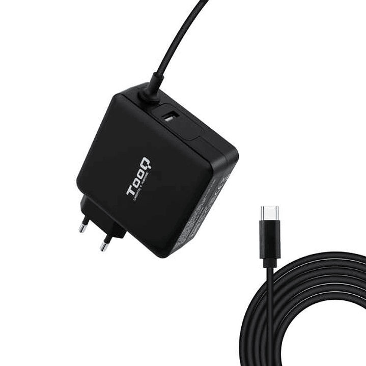 Tooq Cargador Universal para Portatil 65W USB-C - Compatible con PD - Cable de 1.80m 1
