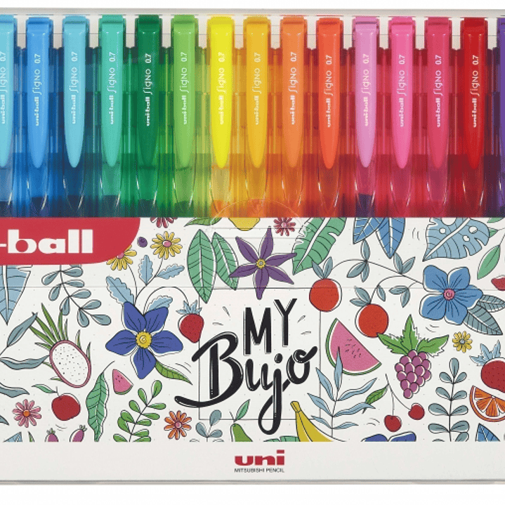 Uni-ball UMN-155N Signo RT1 Estuche de 21 Boligrafos Retractiles - Punta de Bola 0.7mm - Tinta de Gel Mejorada - Agarre de Goma - Color Surtido 1