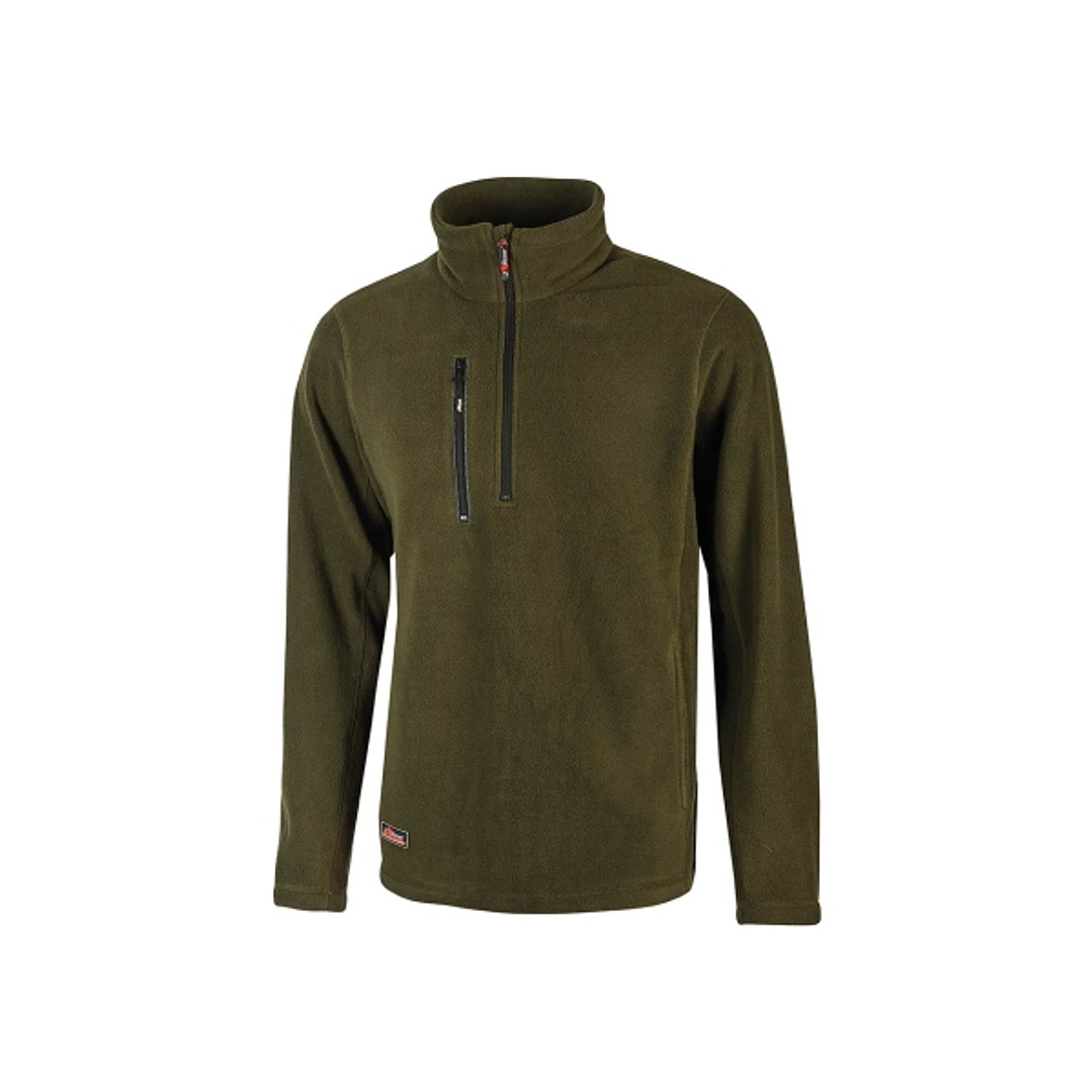 Upower Bering Sudadera de Trabajo con Medio Cremallera - Talla L - Duradera y Confortable, Proteccion DPI1, Material 100% Poliester - Color Verde Oscu 1