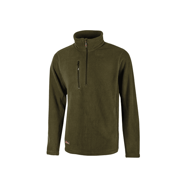 Upower Bering Sudadera de Trabajo con Medio Cremallera - Talla 4XL - Durabilidad y Confort, Proteccion DPI1, Material 100% Poliester - Color Verde Osc 1