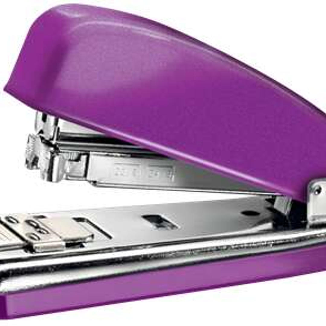 Petrus 226 WOW Grapadora Metalica + Caja de 200 Grapas - Hasta 30 Hojas - Grapado Cerrado, Abierto y Clavado - Color Violeta Metalizado 1