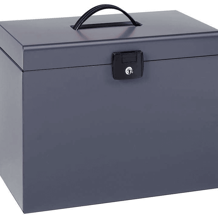 Esselte Maletin Home-Box A4 Metalico - 5 Carpetas - Asa y Cerradura con Llave - Color Gris Antracita 1