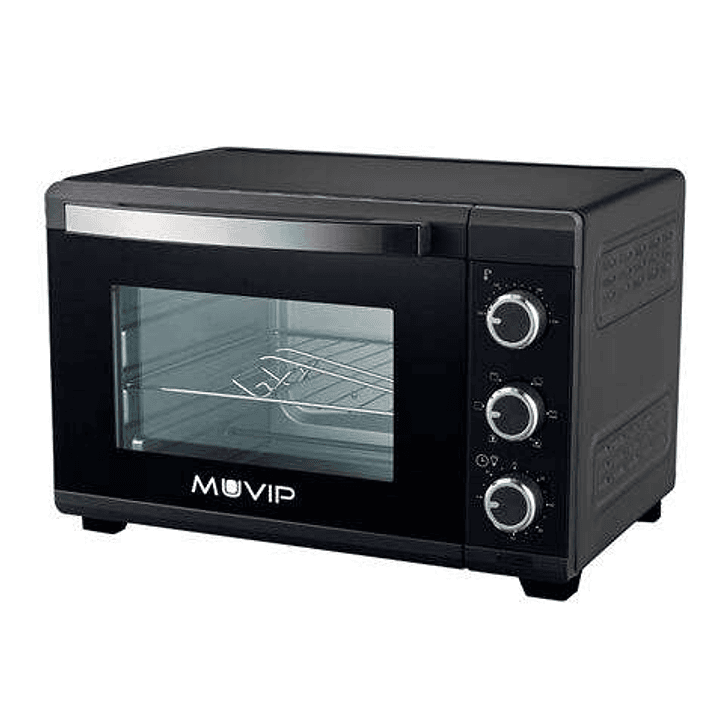 Muvip Horno 1600W 25L - Regulador de Temperatura 100º-230º - Exterior de Acero con Revestimiento - Selector de Tiempo - Puerta de Cristal Templado 1