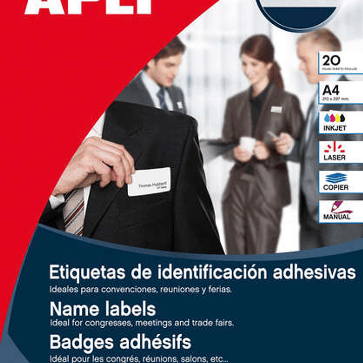 Apli Etiquetas Textiles de Identificacion Adhesivas con Cantos Romos - Tamaño 63.5 x 29.6mm - Adhesivo Removible - Pack de 20 Hojas con 540 Etiquetas  1