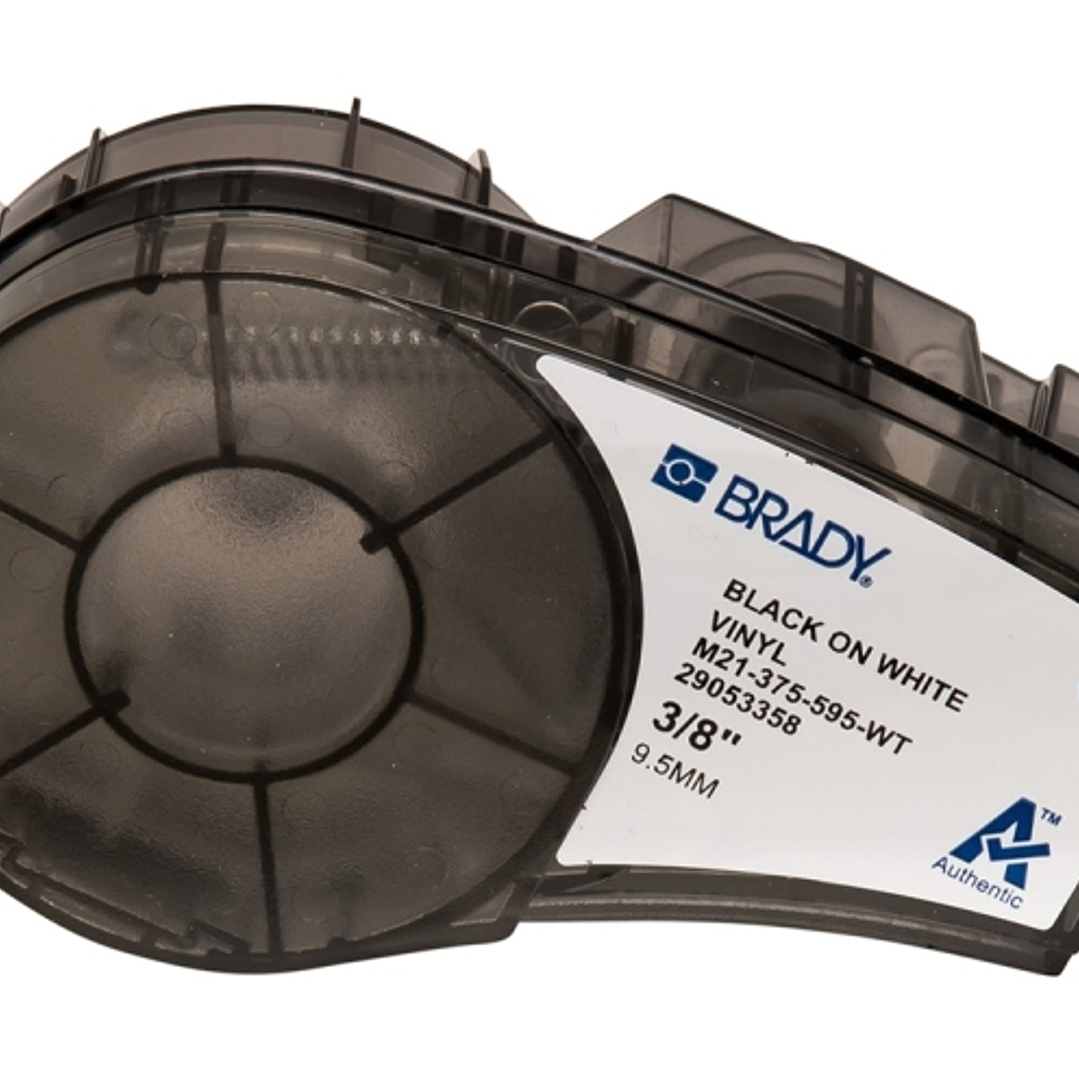 Brady M21-375-595-WT Cinta de Etiquetas Original Vinilo - Texto Negro sobre Fondo Blanco - Ancho 9,53mm x 6,40m 1