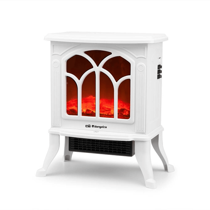 Orbegozo CM 9021 Chimenea Electrica - Potencia 1500W - Termostato Regulable - Efecto Fuego Real - Calefactor Ceramico - 40.5x45x24cm - Color blanco 1