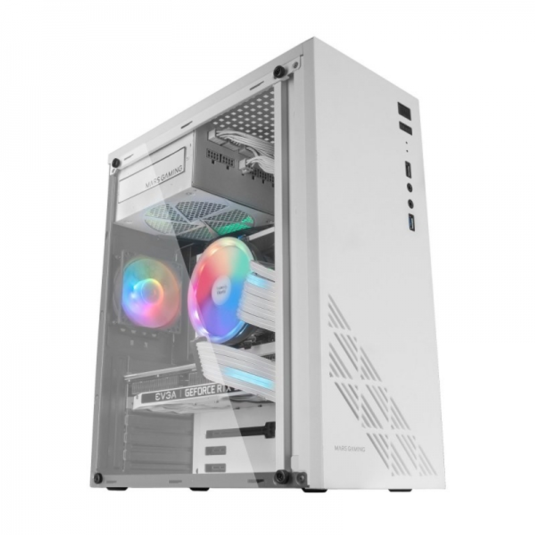Mars Gaming MC100 Semitorre Gaming - Acero Ultra-ligero - Refrigeracion Avanzada CONVECT-COOL - Iluminacion Fixed RGB - Soporte Placas ATX/microATX/mi 1