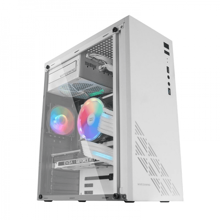 Mars Gaming MC100 Semitorre Gaming - Acero Ultra-ligero - Refrigeracion Avanzada CONVECT-COOL - Iluminacion Fixed RGB - Soporte Placas ATX/microATX/mi 1