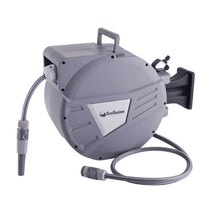 Sungarden SG0165 Manguera 20 Metros - Recogedor Automatico con Guia - Funcion de Retraccion Lenta - Soporte Para Instalacion en Pared - Giro 180 - Col 1