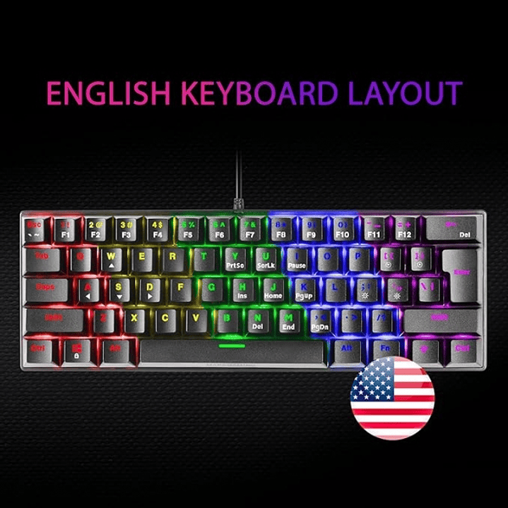 Mars Gaming MK60 Teclado Gaming Mecanico - Ultra-compacto 60% - Iluminacion RGB - Switches Antipolvo - Teclas Imborrables - Multiplataforma - US - Col 1