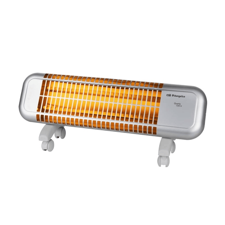 Orbegozo BPM 0105 Estufa de Cuarzo - Potencia 1200W - Seguridad Antivuelco - 2 Niveles de Calor - Ruedas de Transporte - Reflector Protegido - 7.7x23. 1