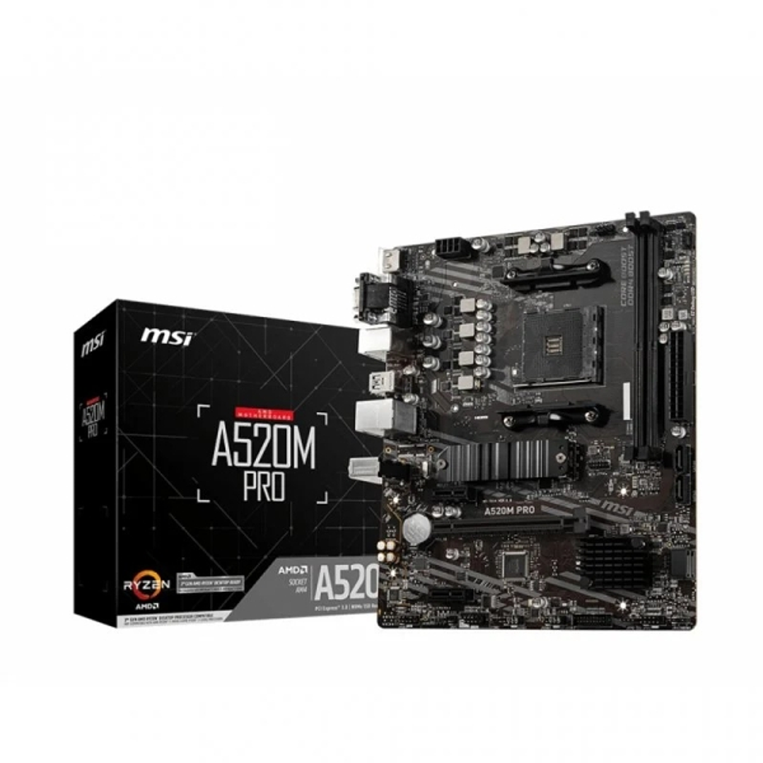 MSI Placa Base A520M PRO AM4 2xDDR4 - HDMI, VGA, DP, M.2, USB3.2, MicroATX 1