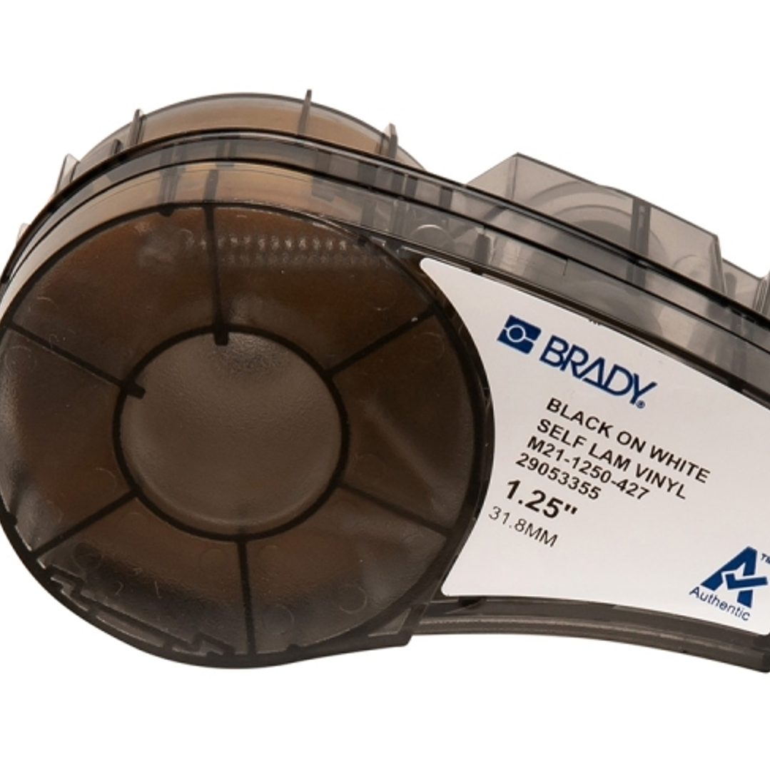 Brady M21-1250-427 Cinta de Etiquetas Original Vinilo Autolaminable - Texto Negro sobre Fondo Blanco - Ancho 31,75mm x 4,30m 1