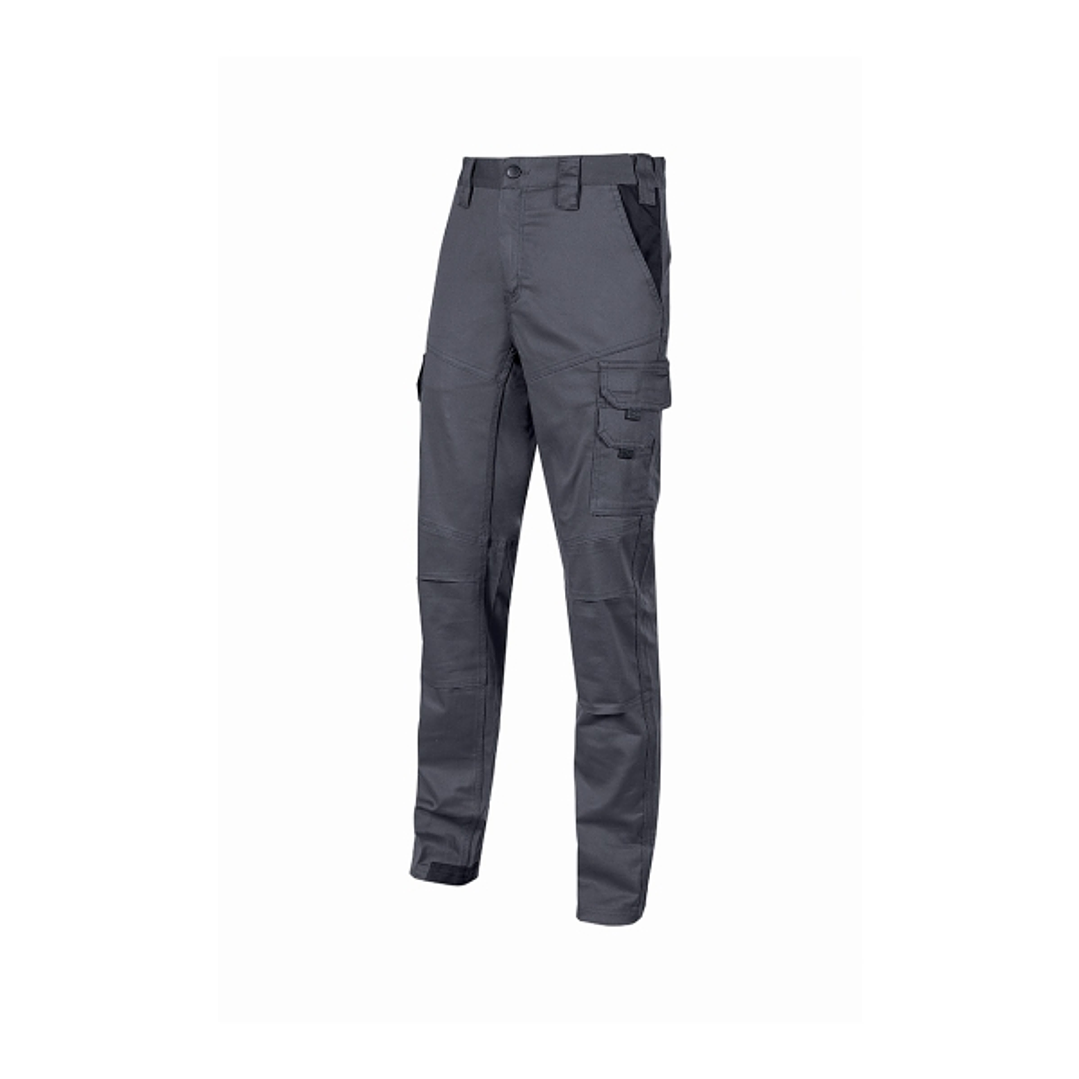 Upower Guapo Pantalones de Trabajo de Algodon Elastico - Talla L - Bolsillos Multifuncionales, Cintura Elastica, Rodillas Preformadas, Triple Costura, 1