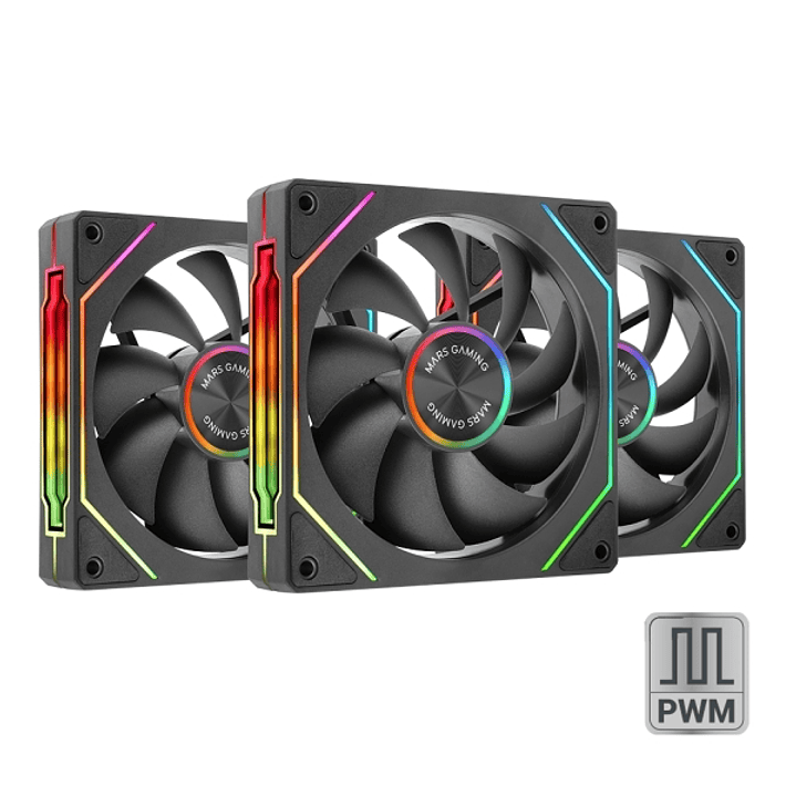 Mars Gaming MF-LINKFINITYKIT2 Pack de 3 Ventiladores de 120mm - Iluminacion ARGB Infinity Mirror - Silencioso 12dB - Modular Linkfinity Magnetico - Co 1