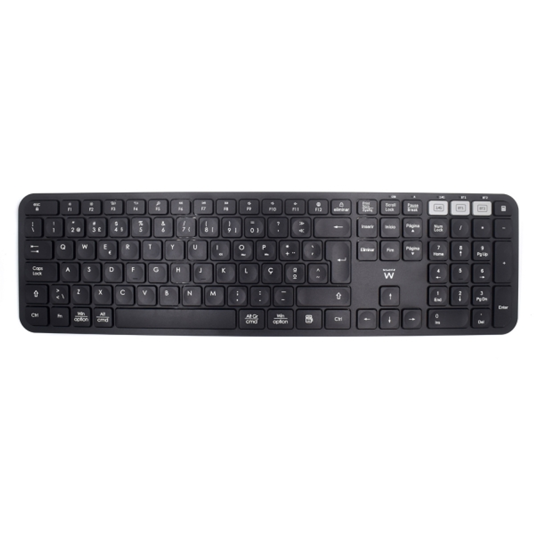 Ewent Teclado Inalambrico - Modo Ahorro de Energia - Disposicion Portuguesa QWERTY PT - Receptor USB-A 2.4Hz - 1x Bateria AAA (Incluida) - Alcance has 1