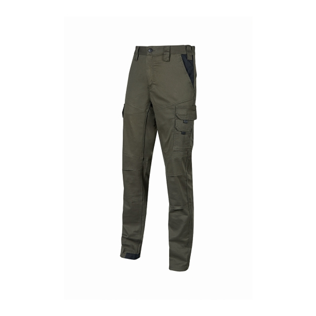Upower Guapo Pantalones de Trabajo de Algodon Elastico - Talla L - Bolsillos Multifuncionales, Cierre Resistente, Proteccion Lumbar, Rodillas Preforma 1