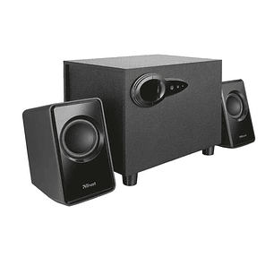Trust Avora Altavoces USB 2.1 18W - Subwoofer Fabricado en Madera - Control de Volumen y Bajos - Entrada Jack 3.5mm - Color Negro