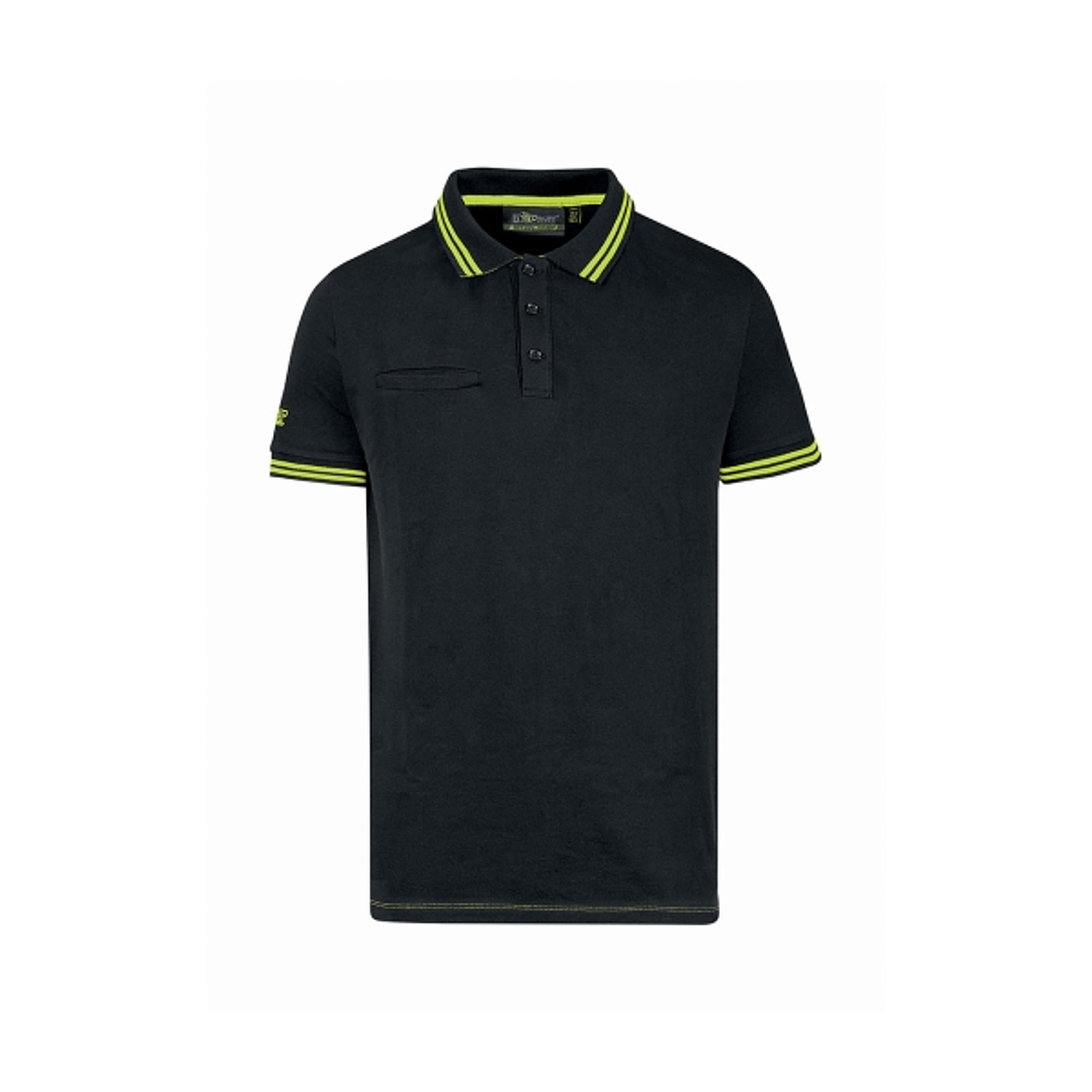 Upower Way Polo Hombre Manga Corta - Talla L - Algodon Stretch, Ajuste Slim Fit, Ribetes en Contraste, Cierre Tres Botones, Aberturas Laterales, Prote 1
