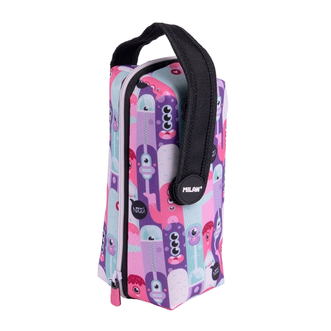 Milan Aliens 2 Pack de 4 Estuches con Goma de Borrar - Sacapuntas - Lapiz - 3 Boligrafos - Regla - 12 Lapices de Colores - 12 Rotuladores - Color Ros 1