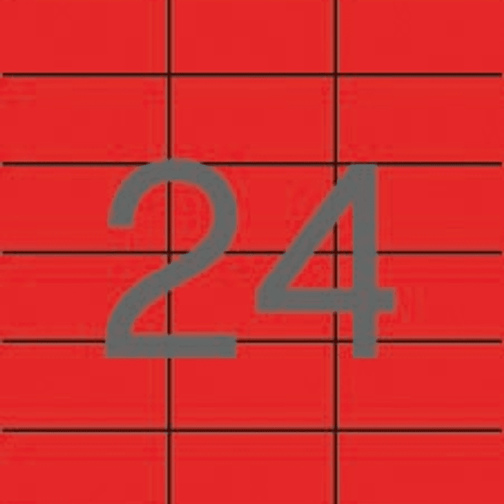 Apli Pack de 2.400 Etiquetas 70x37mm - 100 Hojas x 24 Etiquetas - Adhesivo Permanente - Cantos Rectos - Color Rojo 1