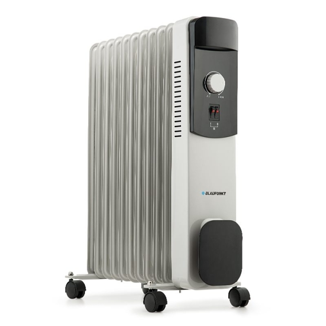Blaupunkt Radiador de Aceite - Potencia 2500W - Termostato Regulable - Ruedas - Recogecable - Indicador Luminoso - Color Blanco y Negro 1