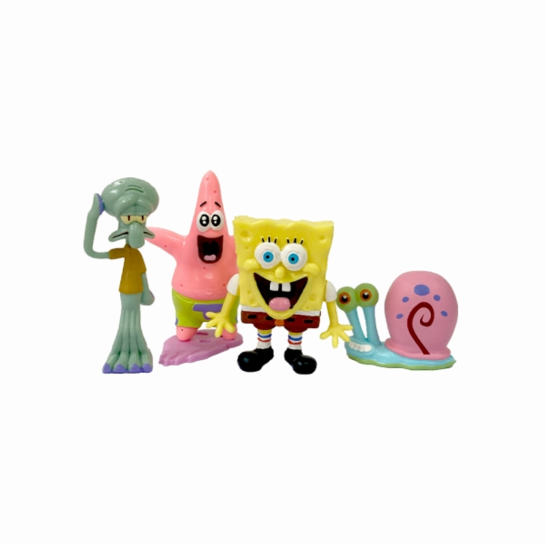 Comansi Set Familia Bob Esponja 4 Figuras - Coleccionable  - Bob Esponja, Calamardo, Patricio y Don Cangrejo 1