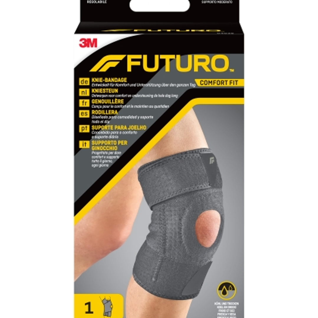 Futuro Comfort Rodillera - Ajustable (27.9 - 55.9cm) - Transpirable - Aisla la Humedad - Elastico - Color Gris Oscuro 1