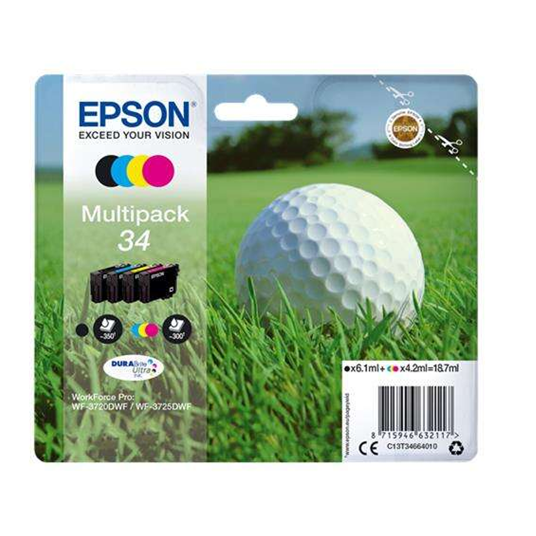 Epson T3466 Pack de 4 Cartuchos de Tinta Originales - C13T34664010 1