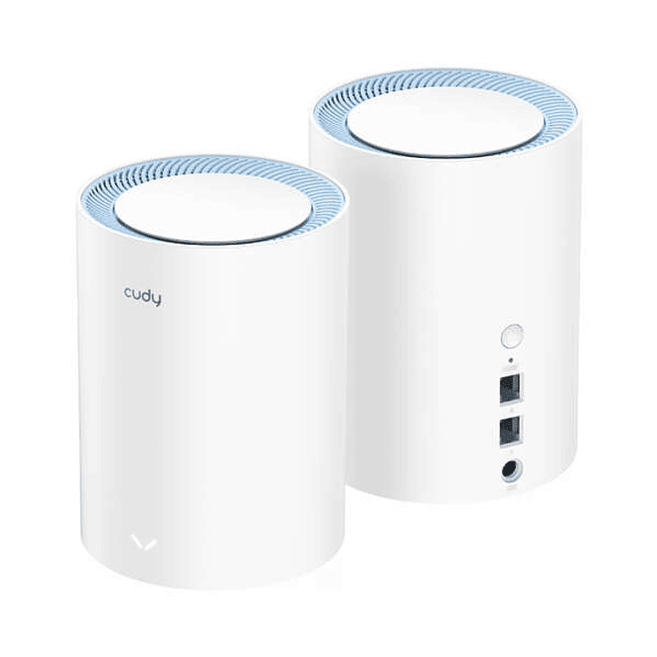 Cudy M1200 Pack de 2 Sistemas WiFi Mesh AC1200 Dual Band - 867Mbps en 5GHz, 300Mbps en 2,4GHz - 1x Puerto LAN 10/100Mbps, 1x Puerto WAN 10/100Mbps - 2 1