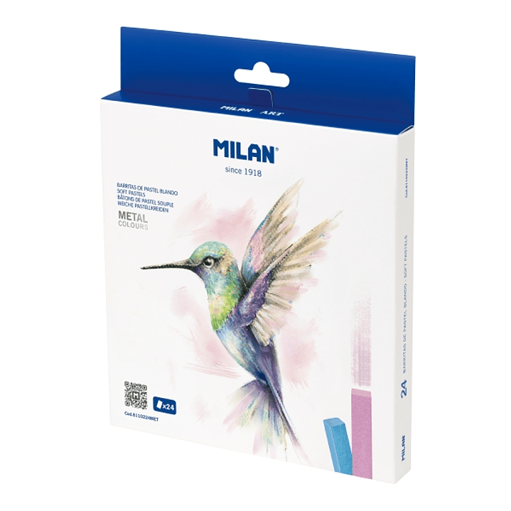 Milan Art Pack de 24 Barritas Pastel Blando - Colores Metalizados - Colores Surtidos 1