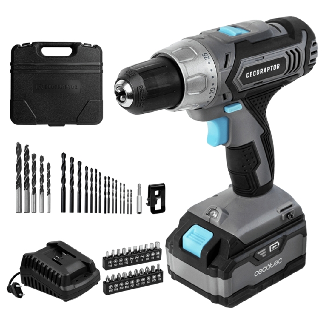 Cecotec CecoRaptor Perfect Drill 4020 Advance Taladro Percutor Inalambrico - Torque 46Nm - Velocidad 1550rpm - Bateria 20V 4Ah - Luz LED - Incluye Acc 1