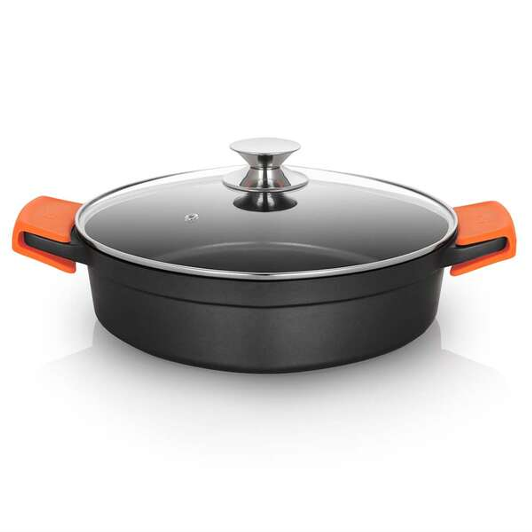 Orbegozo CDB 1028 Cacerola Baja de Aluminio Fundido - Versatilidad y Seguridad en la Cocina - Antiadherente Libre de Pfoa - Apta para Todo Tipo de Fue 1