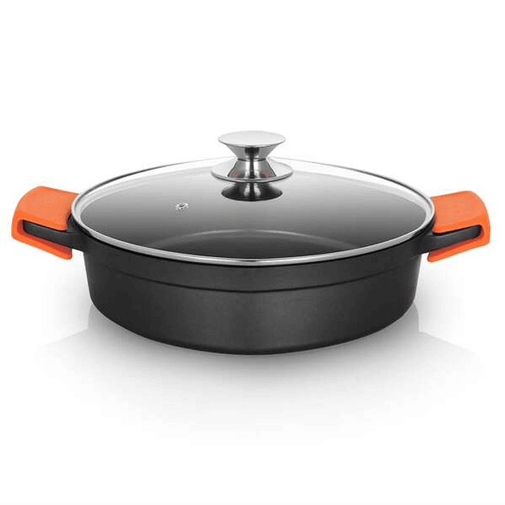 Orbegozo CDB 1028 Cacerola Baja de Aluminio Fundido - Versatilidad y Seguridad en la Cocina - Antiadherente Libre de Pfoa - Apta para Todo Tipo de Fue 1