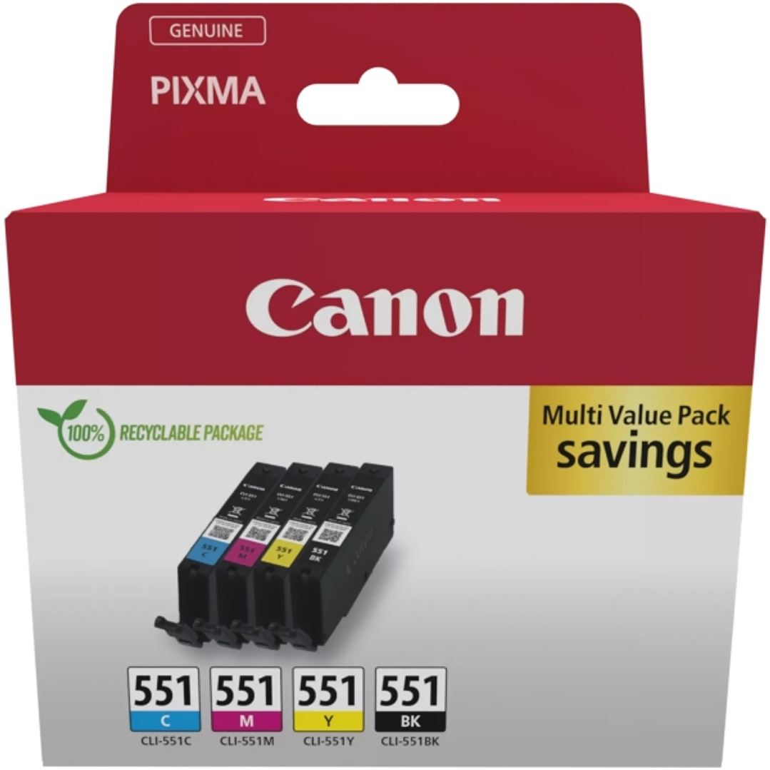 Canon CLI551 Multipack de 4 Cartuchos de Tinta Originales Negro, Cyan, Magenta y Amarillo - 6509B015 1