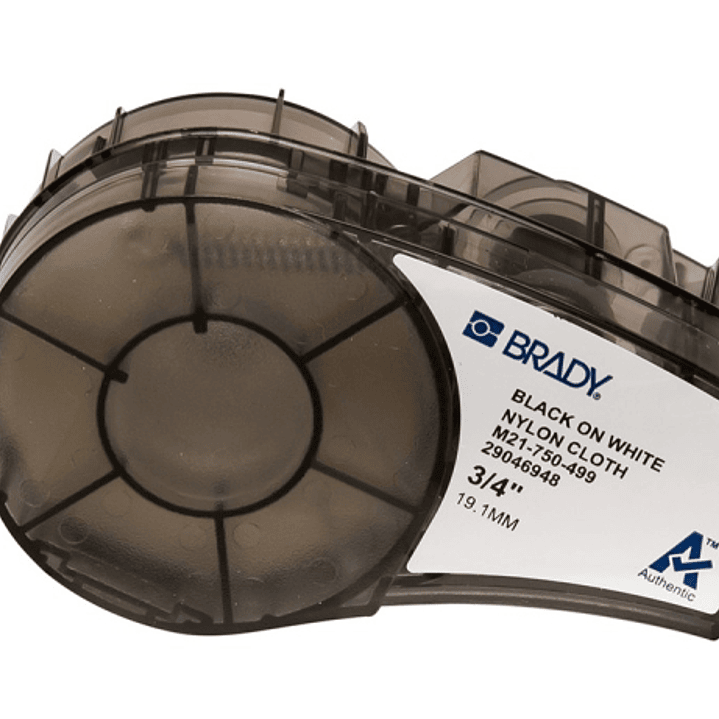 Brady M21-750-499 Cinta de Etiquetas Original de Nylon - Texto Negro sobre Fondo Blanco - Ancho 19,05mm x 4,88m 1