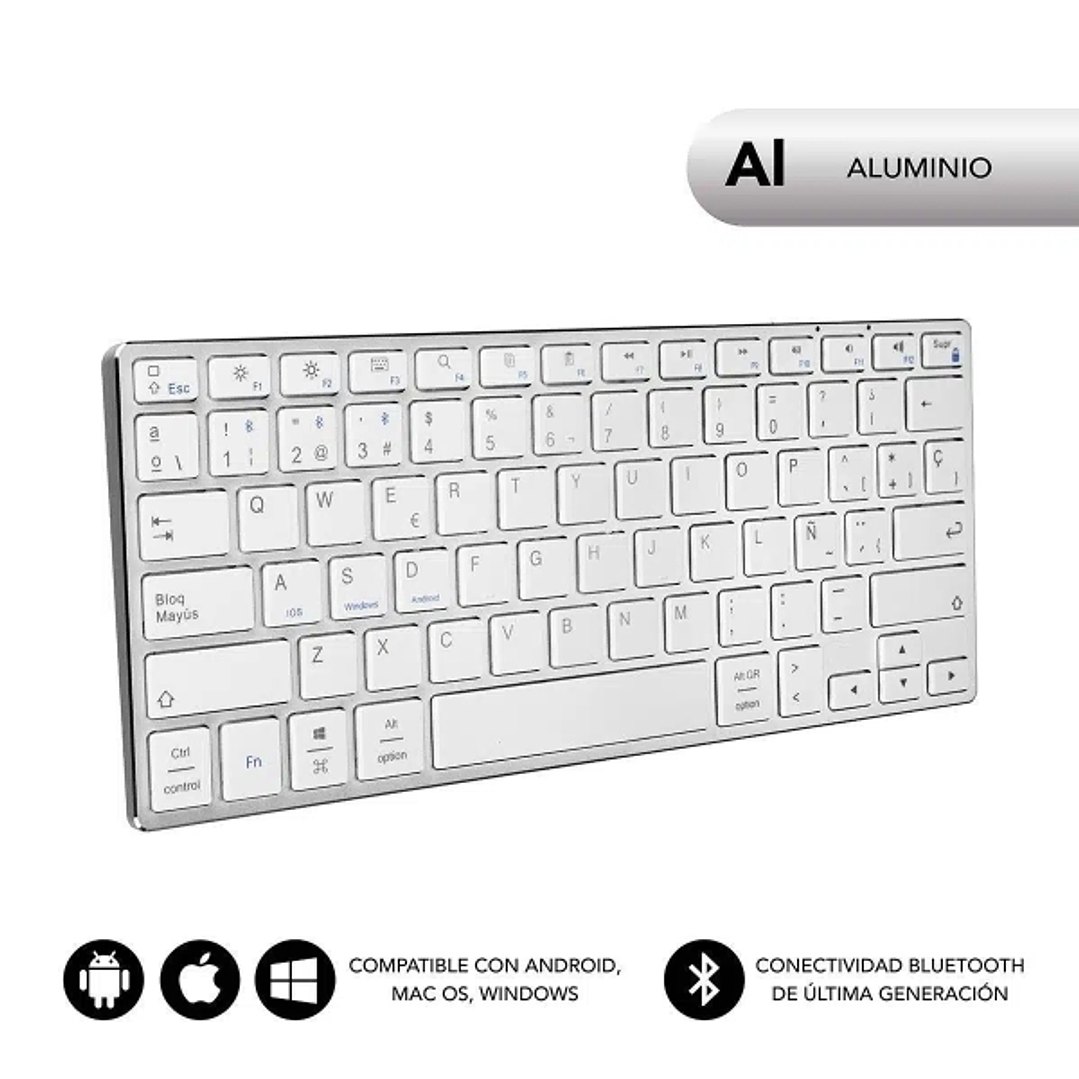 Subblim Teclado Ultrafino Advance Compact - Acabado de Aluminio - Diseño Ultrafino 7mm - Bluetooth 3.0 - Autonomia 30 dias - Color Plata 1