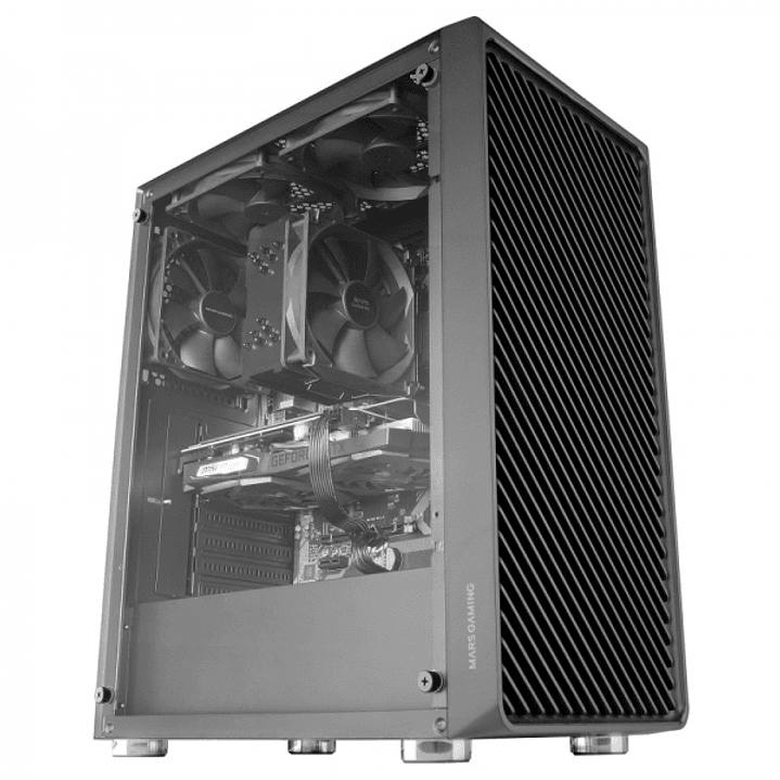 Mars Gaming MC-3000 Caja Aerodinamica - 4 Ventiladores FDB Silenciosos - Soporte para 6 Ventiladores - Amplio Espacio Interno - Gestion de Cableado Ef 1