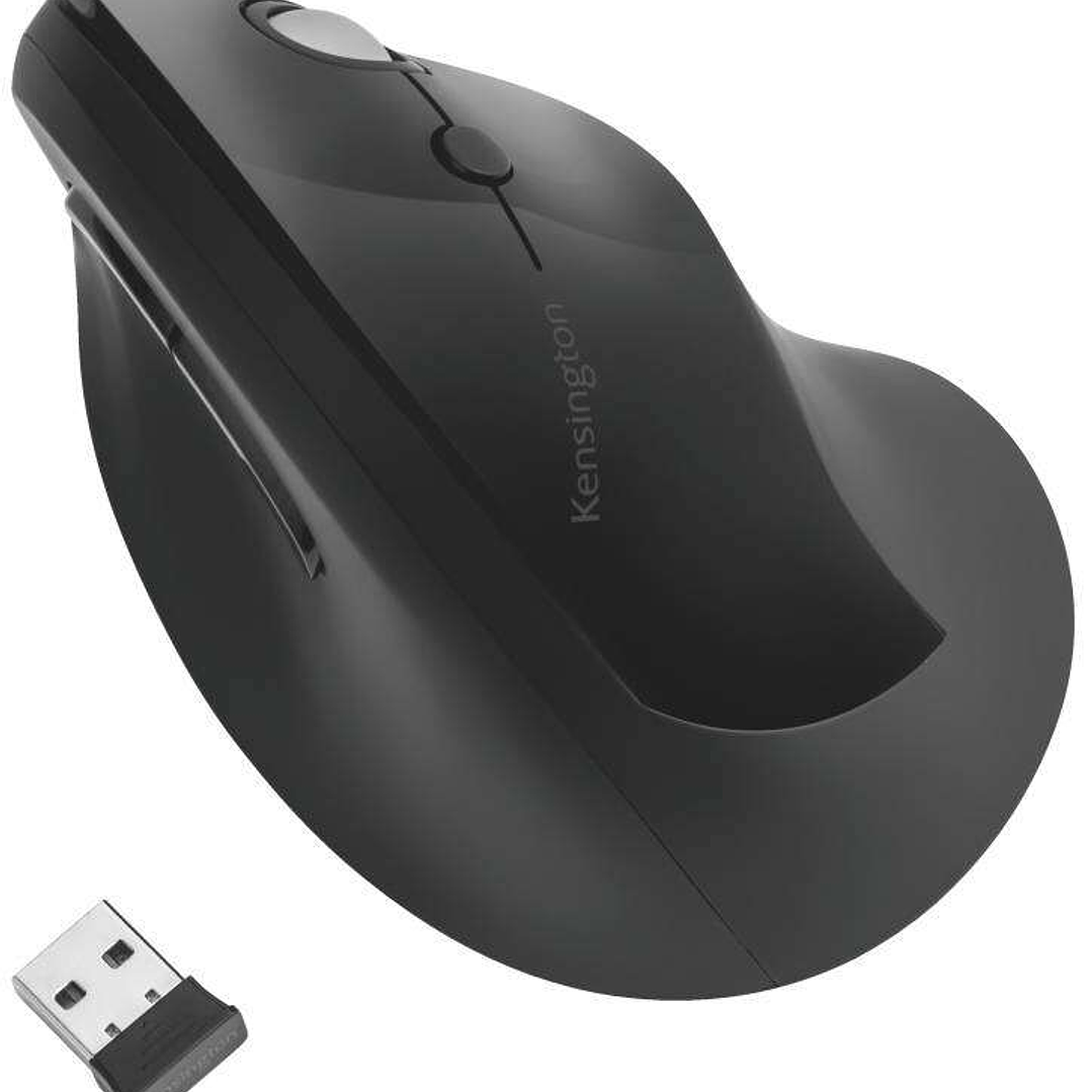 Kensington Pro Fit Ergo Raton Vertical Inalambrico 2.4Ghz 1600dpi - 5 Botones - Inclinación Natural 46,7º - Alcance hasta 20m - Indicador de Carga - C 1