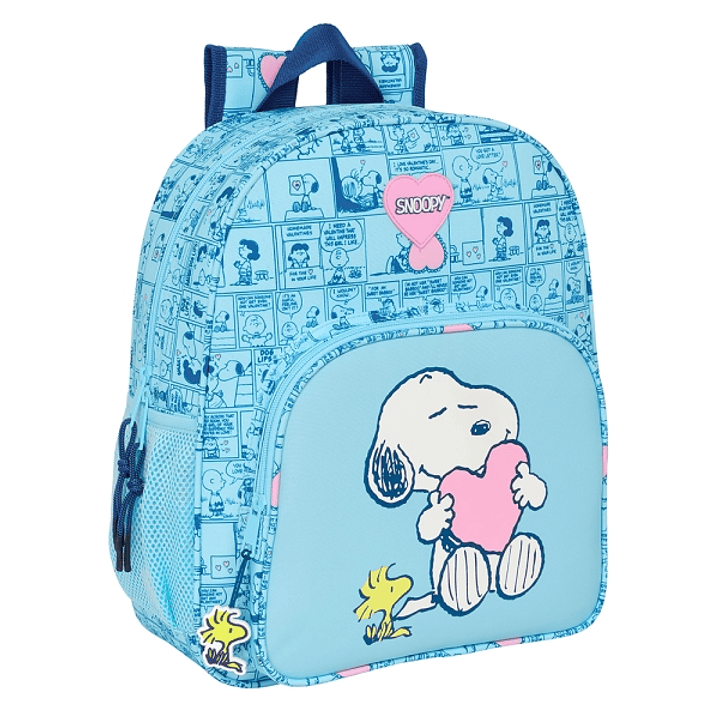 Safta Snoopy Love Mochila Infantil - Adaptable a Carro - Asa de Mano - 32x38x12cm - Color Azul Claro 1