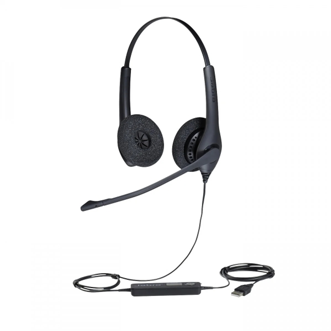 Jabra BIZ 1500 Duo Auriculares con Microfono Plegable USB - Cancelacion de Ruido - Diadema Ajustable - Controles en Cable - Cable de 2.3m - Color Negr 1