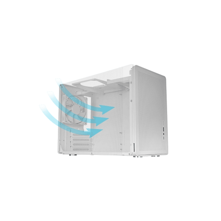 Mars Gaming MC-XPRO Minitorre Ultracompacta - Soporte MicroATX/Mini-ITX - Rejilla de Refrigeracion 360° - Ventilador Trasero de 120mm - 4 Ranuras de E 1