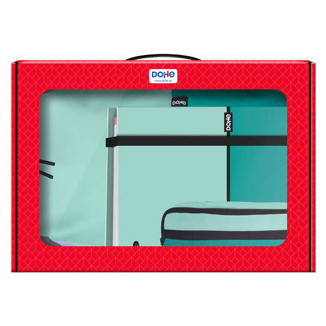 Dohe Pack Mochila, Carpeta y Portatodo Duo - Maletin Regalo 365x515x105mm - Carpeta A4 Recambio - Mochila 3 Compartimentos Grande - Portatodo Triple 1