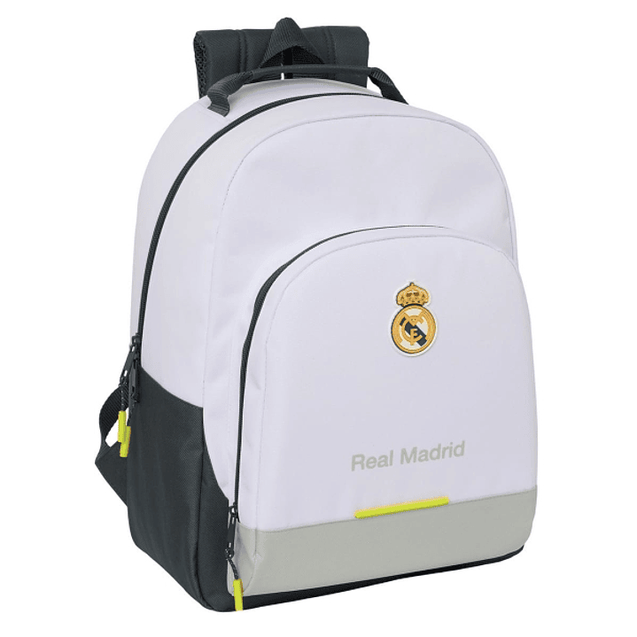 Safta Real Madrid 1ª Equipacion 25/26 Mochila Escolar - Adaptable a Carro - Asa de Mano - 32x42x15cm - Color Blanco 1