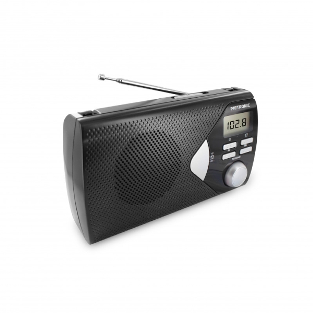 Metronic Radio Portatil AM/FM con Funcion Alarma - Pilas - Color Negro 1
