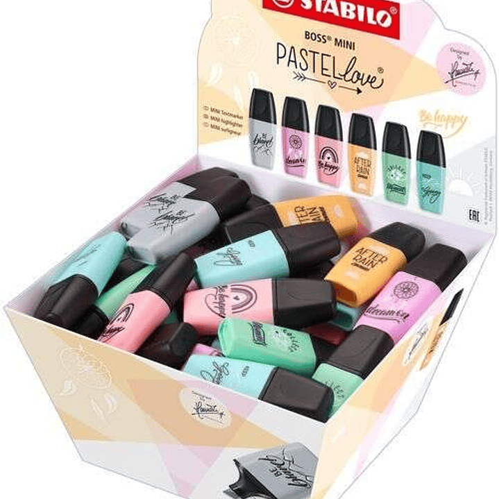 Stabilo Boss Mini Pastellove Expositor con 50 Marcadores Fluorescentes - Trazo entre 2 y 5mm - Tinta con Base de Agua - Antisecado - Colores Surtidos 1