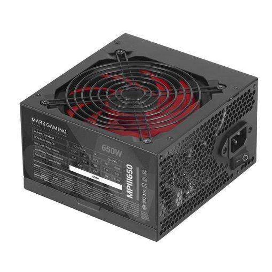 Mars Gaming MPIII650 Fuente de Alimentacion 650W ATX - 85% de Eficiencia - PFC Activo - Silenciosa 1