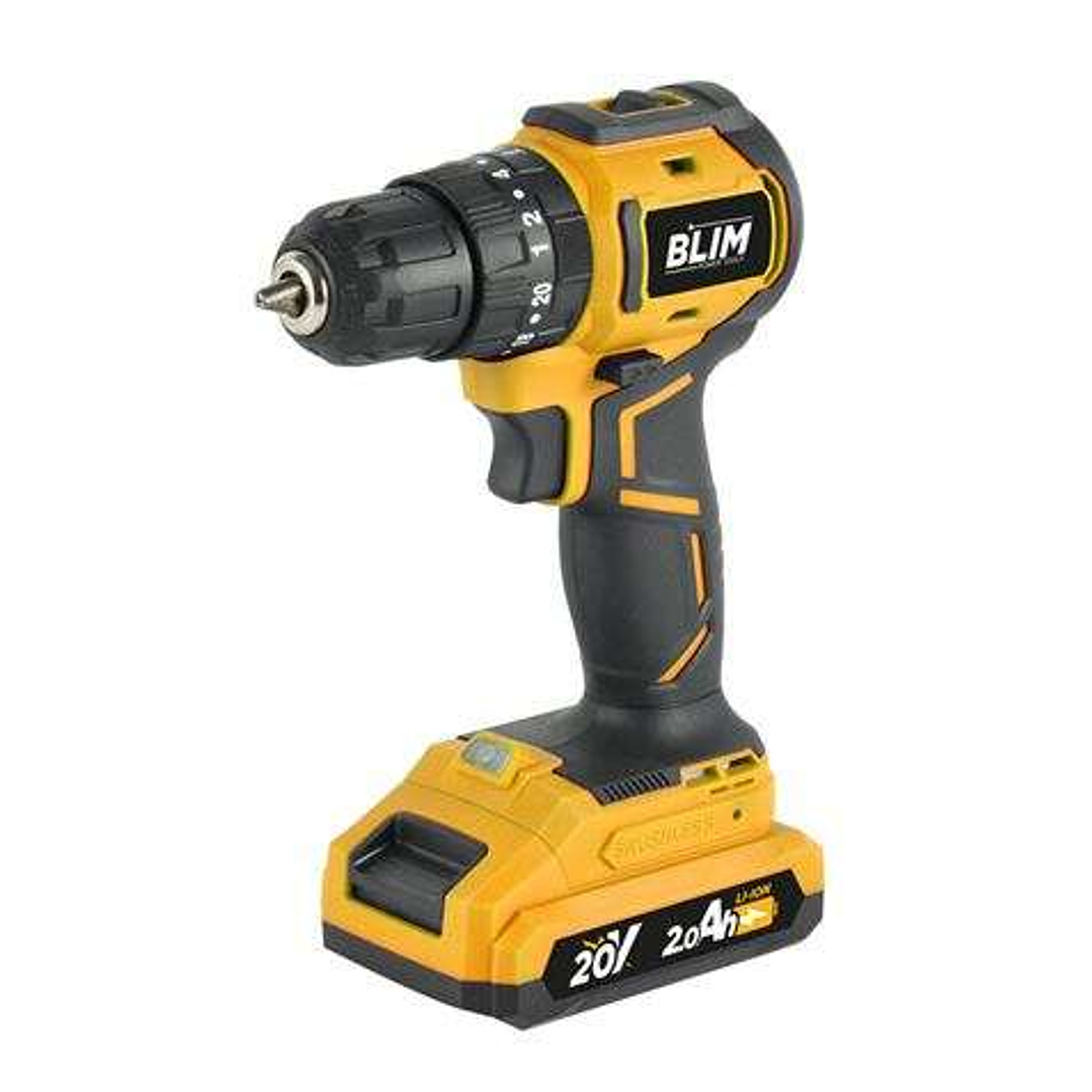 Blim Taladro de Impacto - Motor Brushless - Mango Ergonomico - Incluye 1 Bateria 20V - 2.0 Ah + Cargador - Display y Luz LED - 2 Velocidades - Par Max 1